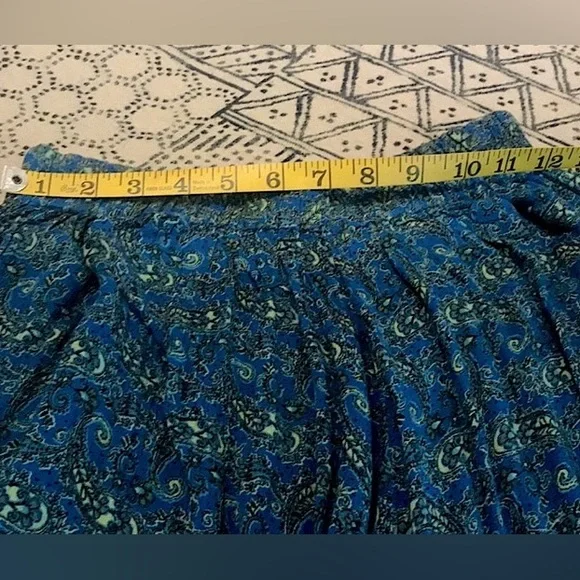 ANGIE Pants Skirt Wide Leg Boho Blue Green Black Rayon Flowy Hi Lo Size Small - Picture 6 of 8